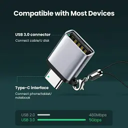 Адаптер UGREEN US270 OTG Type-C to USB 3.0 з карабіном Space Gray (50283) - мініатюра 5