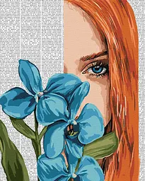 Картина за номерами Люди. Поезія. Дівчина з блакитною орхідеєю 40x50 см Ідейка KHO 8583
