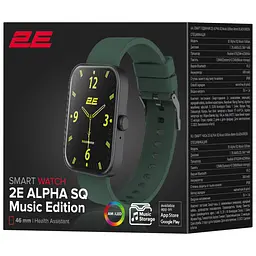 Смарт-годинник 46 mm 2E Alpha SQ Music Edition Black-Green - мініатюра 6