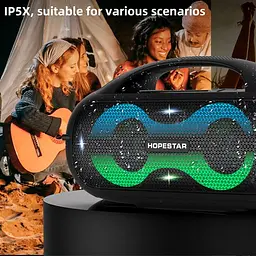 Бездротова акумуляторна Bluetooth колонка BT5.0 бумбокс 80W TWS AUX/TF/USB 8h IPX5 LED RGB підсвічування Hopestar A50 Party - мініатюра 6
