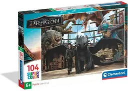 Пазл Clementoni SuperСolor: Дракони, Як приборкати дракона, DreamWorks (SuperСolor - Dragons by How to Train your Dragon Puzzle - 104 pcs.), 104 ел. (25079)