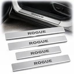Накладки на пороги для Nissan Rogue II (t32) 2013-2020 Нержавійка з вигином 4 шт (Standart PS-NI33)