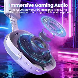 Навушники ATTACK SHARK G800, об'ємний звук 7.1, Bluetooth/2.4G для ПК, PS5, PS4, Xbox White - мініатюра 3