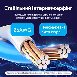 Кутовий патч-корд Ethernet Vention 1 м мережевий кабель RJ45 штекер прямий і RJ45 штекер із вигином угору 90° Cat.6 UTP до 1000 Мбіт/с позолочені контакти жили 26 AWG чорний (IBVBF) - мініатюра 11
