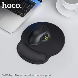 Килимок для миши Hoco GM30 Polar Fox mouse pad with wrist support Чорний - мініатюра 2