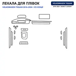 Набір Плівок захисних для салону Volkswagen Tiguan II 2016- TPH (Кансолі Дисплея Ручок) - мініатюра 2