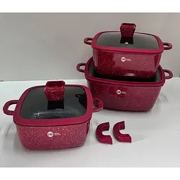 Набір каструль Higher Kitchen HK-323 з гранітним антипригарним покриттям XPRO червоний (41923-HK-323 КРАСНЫЕ_2093) - мініатюра 2