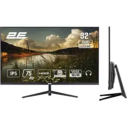 Монітор 2E 31.5" D3224B 2xHDMI DP IPS 2560x1440 75Hz 5ms FreeSync teh0014253
