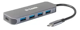 USB-Концентратор DUB-2340 3xUSB3.0 1xUSB3.0 (Швидка зарядка) 1xUSB-C/PD USB-C D-Link teh0018453