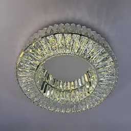 Елегантна стельова LED люстра кришталева для вітальні Linisoln 9597-600 срібляста 60 см 160W