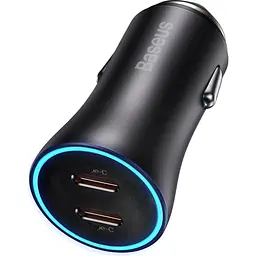 Автомобільний зарядний пристрій Baseus Golden Contactor Pro Dual Fast Charger 2хUSB-C 40W Dark Gray (CGJP000013) [136667] - мініатюра 2