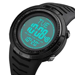 Годинник чоловічий спортивний з компасом Skmei 2147 Compass (Чорний з білим циферблатом) - мініатюра 2