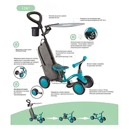 Біговел дитячий Globber Learning Bike 3 в 1 Deluxe пастельно-рожевий (639-211) - мініатюра 19