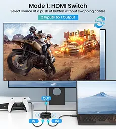 HDMI-перемикач / спліттер VWRHar 2-в-1 / 1-в-2, HDMI 2.0, 4K 60Hz - мініатюра 7