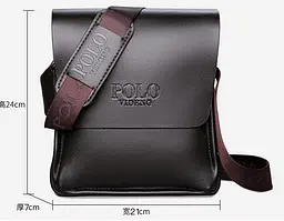 Сумка планшет чоловіча через плече POLO коричнева стильна (1554К) - мініатюра 4