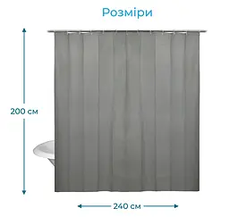 Штора для ванної кімнати Tiana Kraine Elegant PEVA 240х200 см із 16-ма кільцями - мініатюра 3