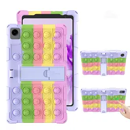 Чохол SoftGel Kids дитячий pop-it Samsung Galaxy Tab A9 SM X110 X115 X116 Веселка Світло-рожевий