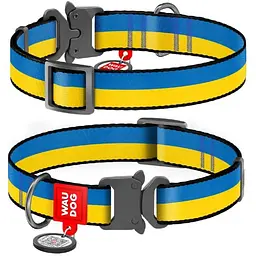 Нашийник для собак Waudog Nylon нейлоновий з QR паспортом малюнок Colors of freedom Розмір XXL