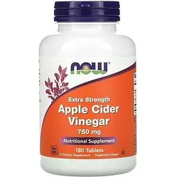 Яблочный уксус NOW Apple Cider Vinegar 750 mg, 180 таблеток