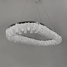 Кільцева овальна кришталева люстра в хромі 80х38 см | Арт. 33038L-800*380 CH | Line F - мініатюра 2