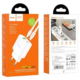 Мережевий зарядний пристрій Hoco C95A Lineal PD20W+QC3.0 + Cable USB-C to Lightning White [757326] [76051] - мініатюра 9