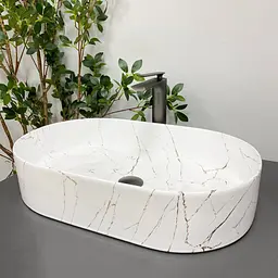 Умивальник VBI Verona 60 gold marmo glossy накладний VBI-011324, Золотий - мініатюра 5