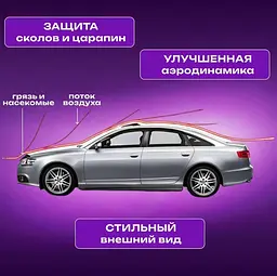 Дефлектор капоту мухобійка для Audi A4 (В7) 2005-2008 Євро Кріплення (Vip Tuning) AD09 - мініатюра 4
