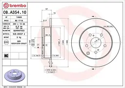 Диск тормозной задний невентилированный Toyota Corolla 04-09г Brembo ( 08.A354.10 )