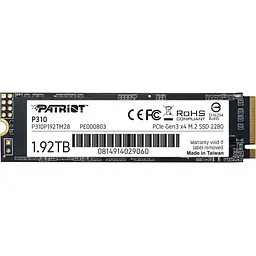 SSD накопичувач Patriot P310 1.92TB (P310P192TM28) [151758]