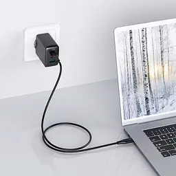 Зарядний пристрій Acefast A13 USB/2 Type-C QC PD 65W чорний + кабель Type-C to Type-C - мініатюра 2