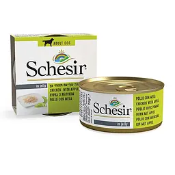 Натуральний вологий корм Schesir Chicken with Apple Шезір курка з яблуком консерви в желе для собак 150 г (613721)
