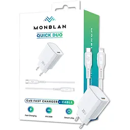 Мережевий зарядний пристрій Monblan Quick Duo Series 20W + Cable USB-C to Lightning White [160760]