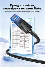 Мережевий Ethernet-патч-корд Vention 5 м Cat6A UTP 10 Гбіт/с роз'єми RJ45 8P8C з обох кінців фактична швидкість залежить від пристроїв та умов мережі хрестоподібний сепаратор допомагає зменшити перехресні завади рельєфна гнучка оболонка для зручного прокладання чорний кабель із напівпрозорими синіми конекторами (ISCBJ) - мініатюра 7