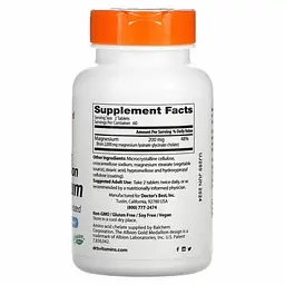 Магній хелат 100% Doctor's Best Magnesium Chelated 100 мг з мінералами Albion 120 таблеток - мініатюра 2