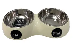 Подвійна миска для котів і собак Hungry 51DN, 2 × 175 мл, молочна