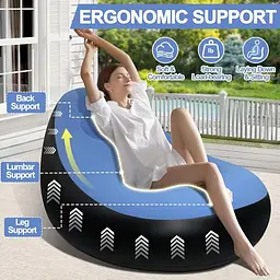 Надувний диван із пуфом Air Sofa / Надувне велюрове крісло з пуфиком + насос - мініатюра 3