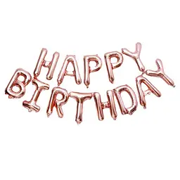 Кульки Happy birthday фольговані 16 дюймів рожеве золото - мініатюра 2