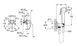 Набір гігієнічного душу прихованого монтажу Grohe Essence Tempesta-F UA111197000, Хром - мініатюра 5