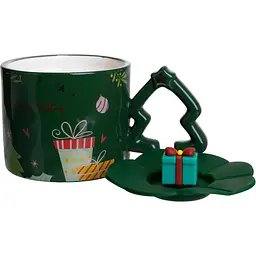 Чашка порцелянова Christmas Tree 400 мл зелений  FM-CS-18GR - мініатюра 2
