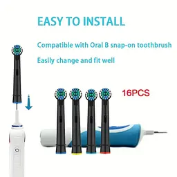 Змінні насадки для електричної зубної щітки Oral-B 4 шт., підходять для Precision Clean, Advance Power та ін. Чорні - мініатюра 4