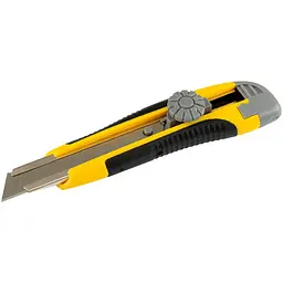 Ніж сегментний будівельний висувний MasterTool 18 мм гвинтовий прогумований і 2 леза 17-0118
