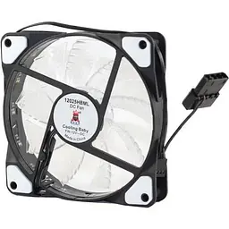 Вентилятор 120 mm Cooling Baby 12025HBML 120x120x25мм BB, 22дБ 12V 1200 об/хв LED прозорий 3-pin+4-pin(Molex) (12025HBML)