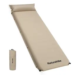 Килимок самонадувний одномісний з подушкою Naturehike CNK2450WS020 100мм Бежевий