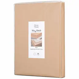Простирадло на резинці Ardesto Mix & Match сатин 180x200+30 см бежеве (ART1820FSI) - мініатюра 5