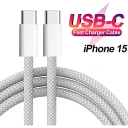 Кабель PD 60W USB-C на USB-C (1m) Woven для Apple (OEM) white - мініатюра 6