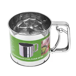 Кухоль-сито для просіювання борошна великий подвійне сито Ø 10 см, Kitchen Master Светло-серый 84211