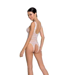 Бодістокінг з доступом Passion BS086 white вертикальна сітка виріз на спинці One size - мініатюра 2