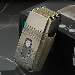 Електробритва шейвер VGR V-335 від USB, з LED-дисплеєм, Золотистий / Професійна бритва з трьома ножовими блоками - мініатюра 2