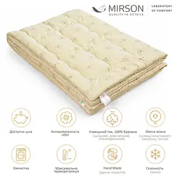 Ковдра вовняна MirSon Gold Camel Hand Made №175, зимова, 220x240 см, кремова - мініатюра 4
