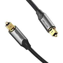 Оптичний аудіокабель Vention 2 м тослінк Toslink S/PDIF штекер на обох кінцях передавання звуку 5.1 підтримка Dolby DTS PCM у бавовняному обплетенні сірий (BAVHH)